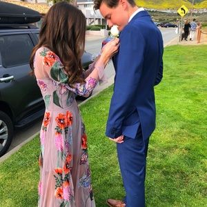 ASOS Edition Pink Floral Embroidered Prom Dress